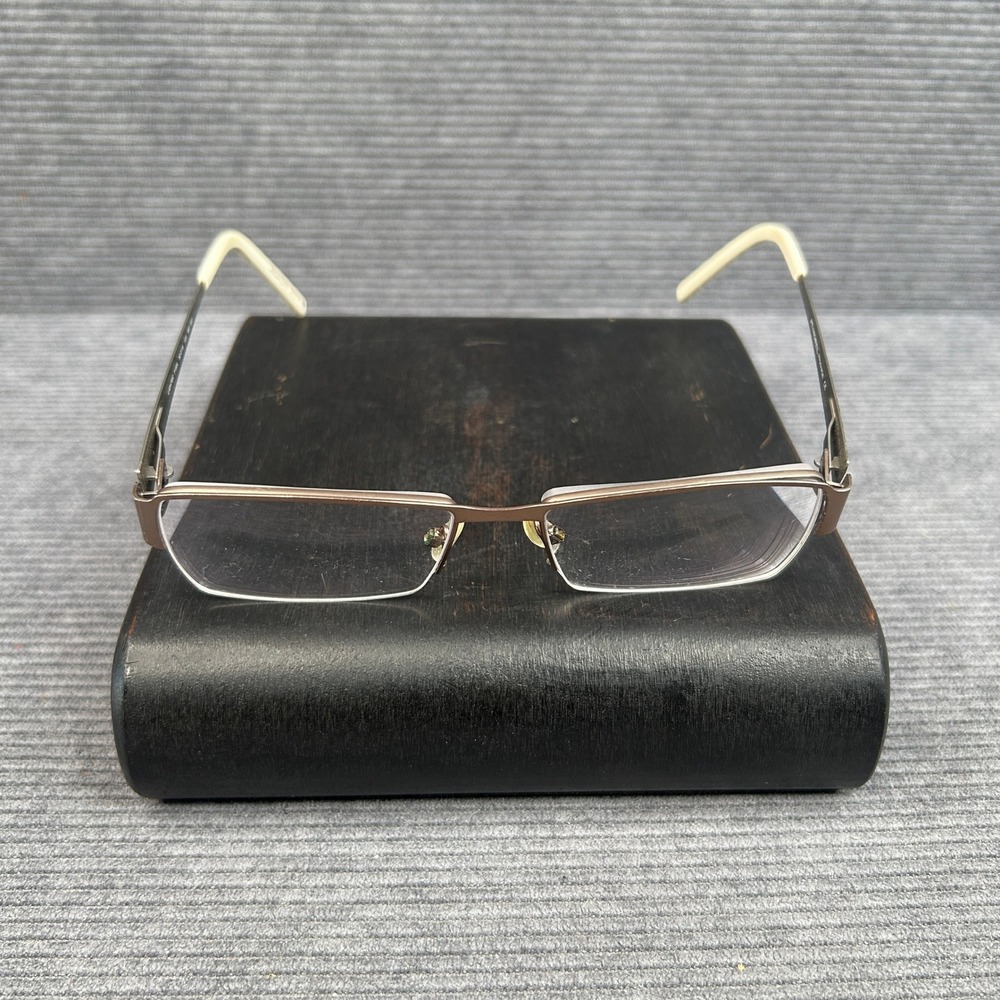 Morel Lightec 7160L France Bronze Rectangular Y2k Eyeglasses Semi-Rimless